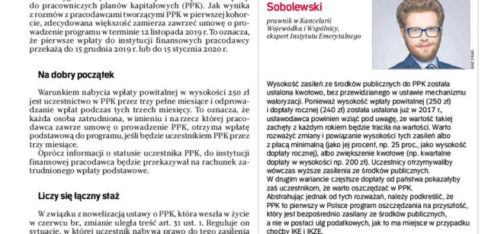 PPK: wpłata powitalna i dopłaty roczne – Oskar Sobolewski dla Rzeczpospolita